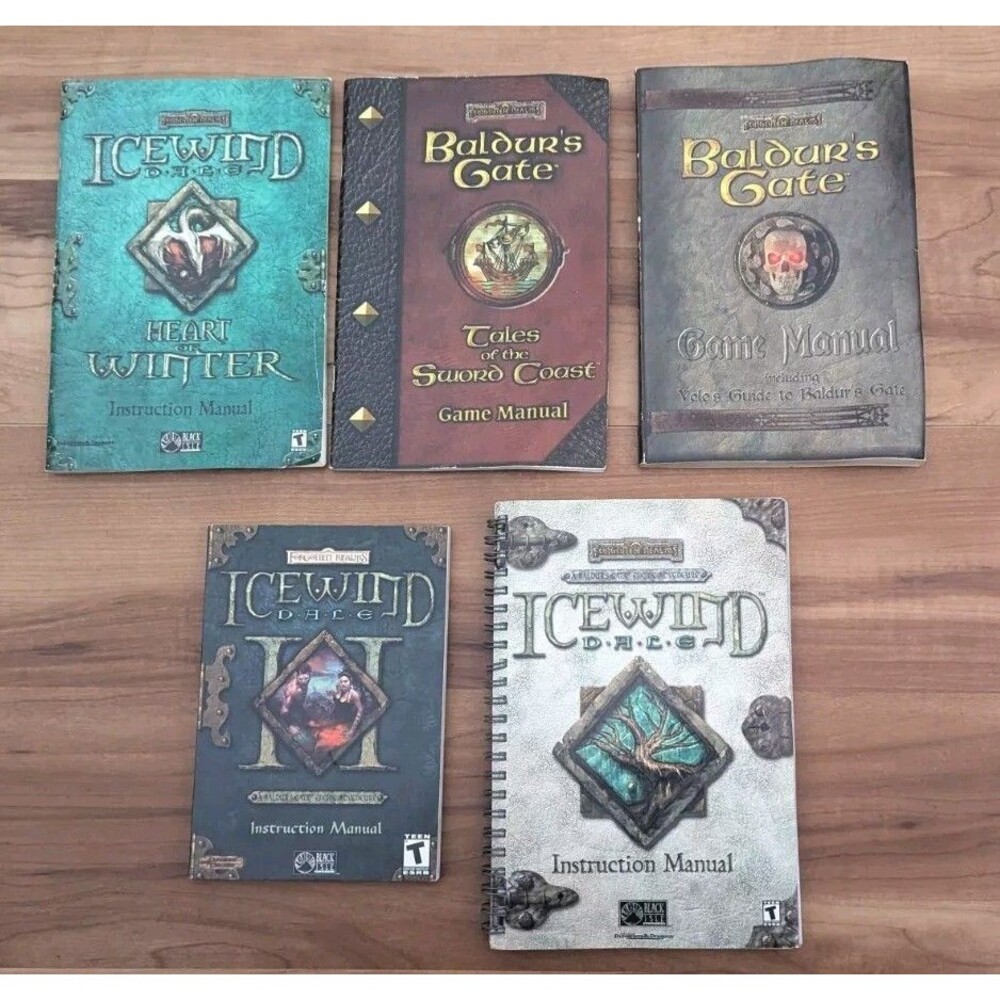 Forgotten Realms Lot Of 5x Baldurs Gate Game & Instruction Manuals Black Isle